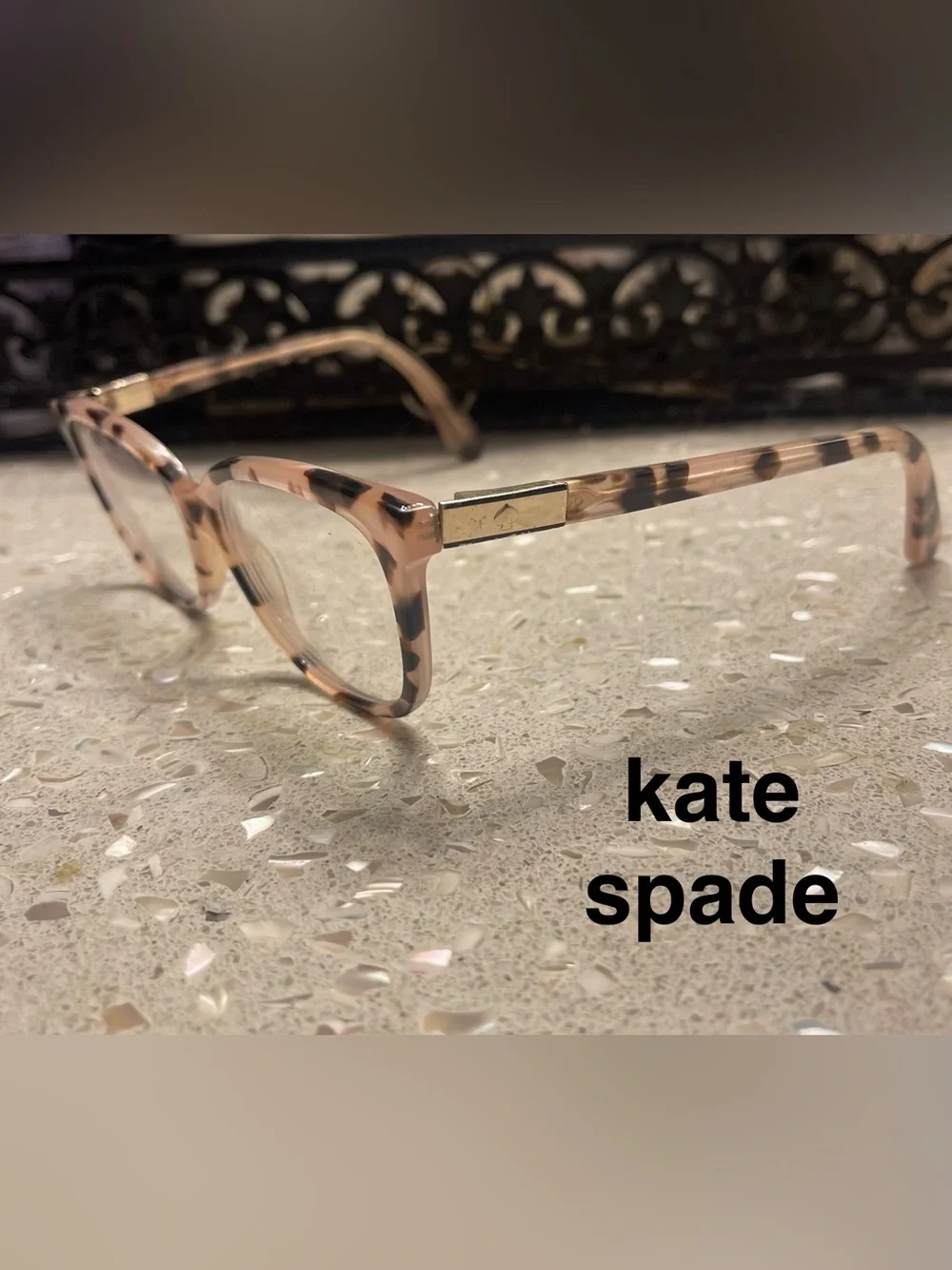 Kate Spade Tortoiseshell Cat-Eye Glasses - Pink Beige & Black